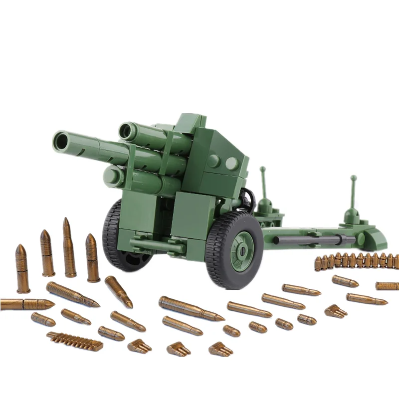 WW2 Military Soviet Weapons Building Blocks 122mm Cannon 85mm Anti-tank Gun Shell Parts Bricks Model Assembling Toys C218 | Игрушки и