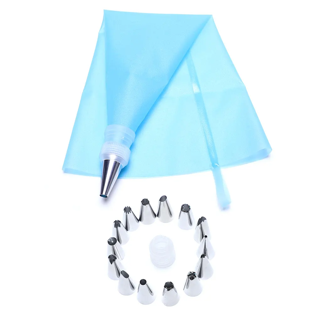 

16 PCS/Set Cake Decorating Tips Set Icing Cream Pastry Bag Reusable 14 pcs Stainless Steel Nozzle Set Cake Decorating Tools