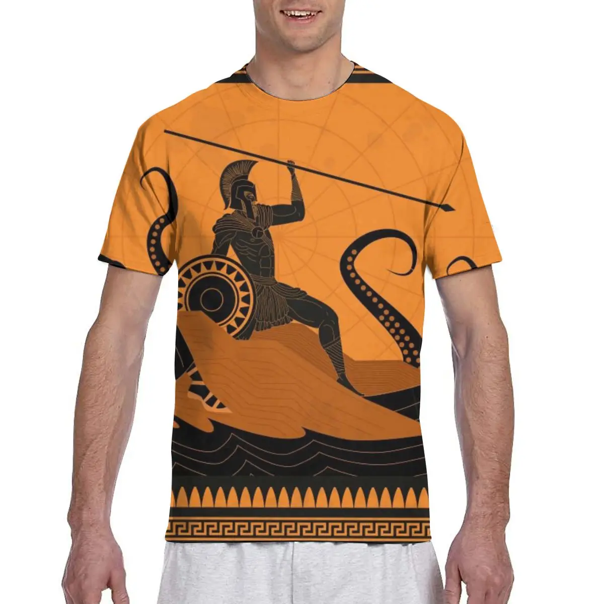 

2020 Mens T shirts Fashion New Summer Sleeve Casual Andromeda And Perseus Fighting Kraken Tshirt For Man Full Printed