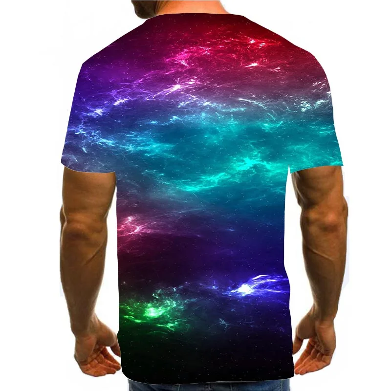 

Men's Graphic T Shirts 3D Print Shirt Summer Tees Rainbow Galaxy Pattern Tops Colorful