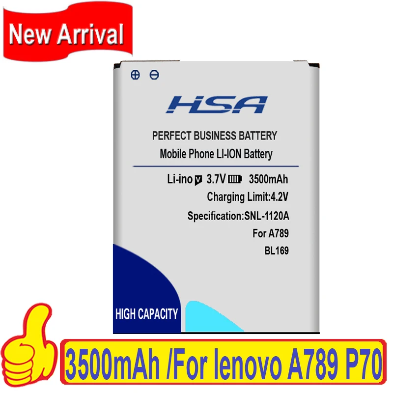 Аккумулятор BL169 для lenovo A789 P70 P800 S560 3500 мАч|bl169 battery for lenovo|battery p70battery |
