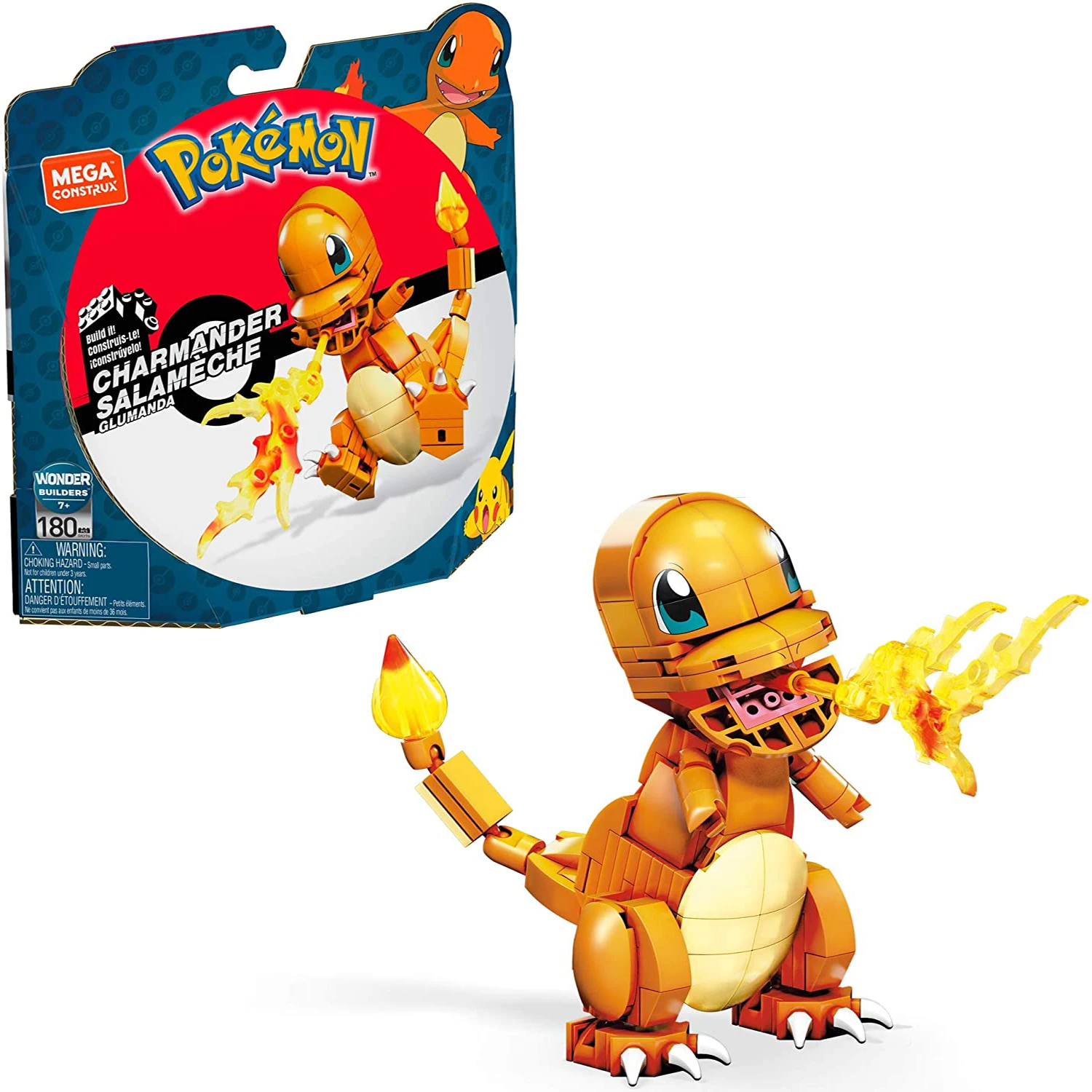 

Mega Building Blocks Construx Pokemon Charmander Construction Set with Character Figures, Building Toys for Kids for Christmas