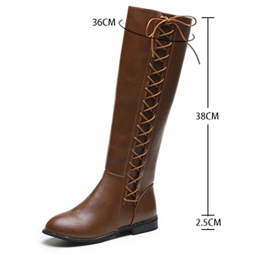 Женские кожаные сапоги на молнии с квадратным каблуком до колена круглым носком |