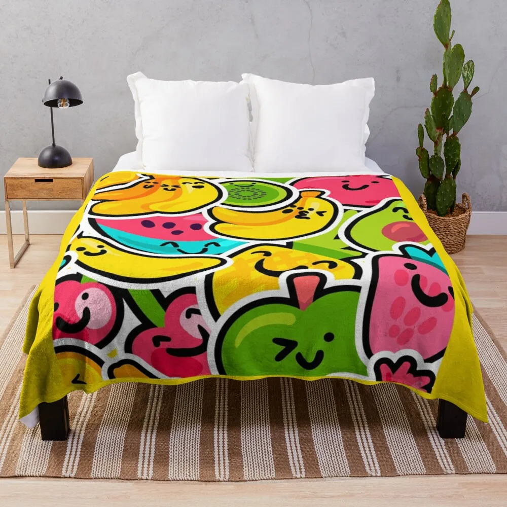 

Happy Fruits Fleece Blanket for Beds Thick Quilt Fashion Bedspread Sherpa Throw Blanket Adults Kids