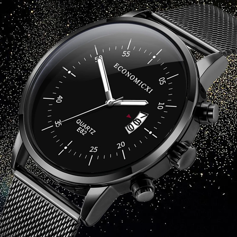 Кварцевые модные повседневные часы светящиеся мужские простого дизайна с