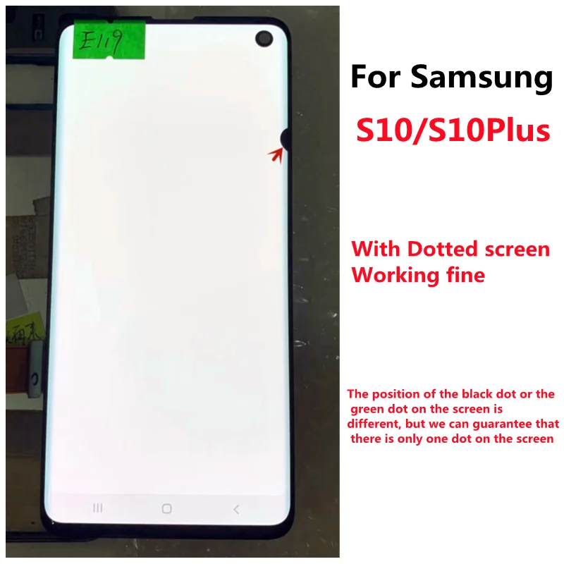 

ORIGINAL AMOLED S10+ LCD For SAMSUNG Galaxy S10 Plus G975 G975F G975F/DS S10 G973F/DS G973F G973 Touch Screen Digitizer with dot