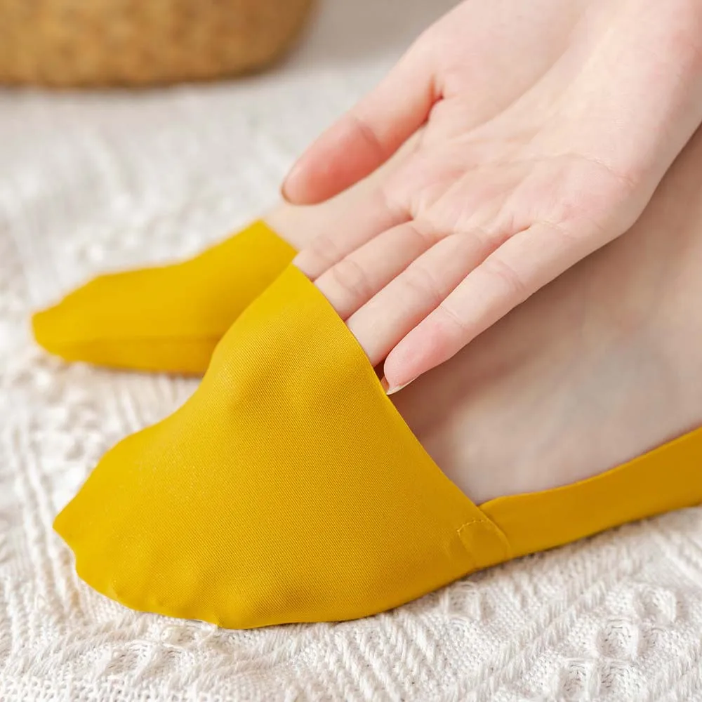 Нескользящие шелковые носки летние женские невидимые бесшовные силиконовые с