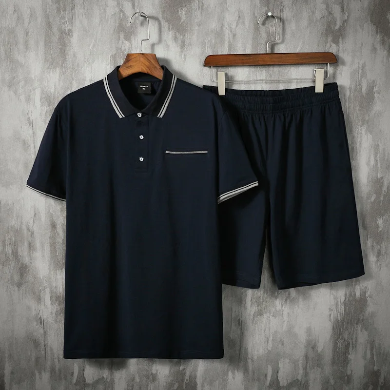 

new 8XL 7XL plus size Arrivals Men T Shirt Top + Shorts Summer Two Pieces Casual Tee Shirts Set