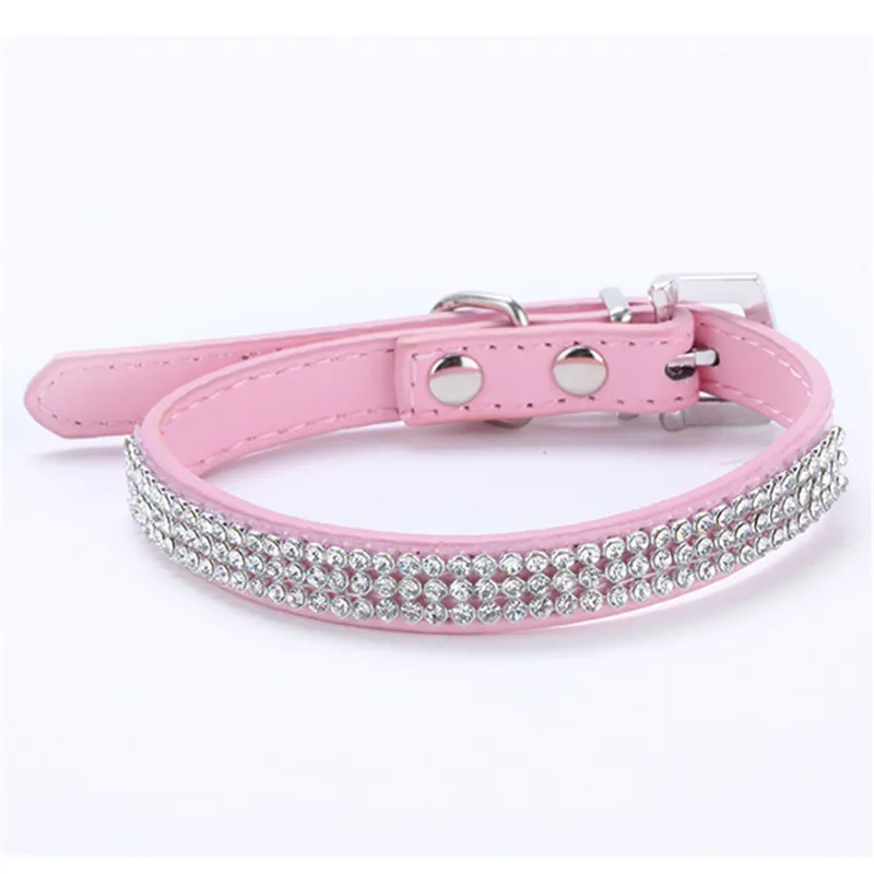 Модный красивый со стразами собака мелких пород воротник из искусственной кожи