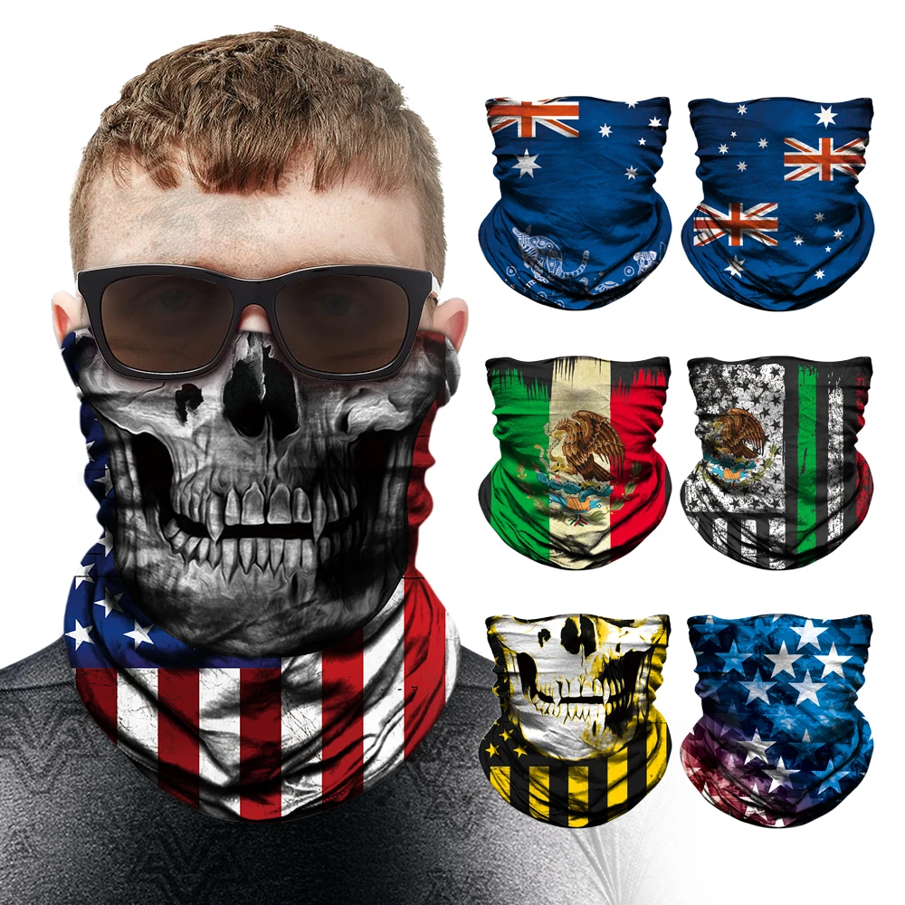 3D Национальный флаг головная повязка череп шеи шарф ветрозащитный Балаклава на