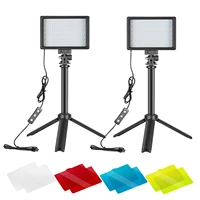neewer 2 packs portable photography lighting kit dimmable 5600k usb 66 led video light with mini adjustable tripod stand