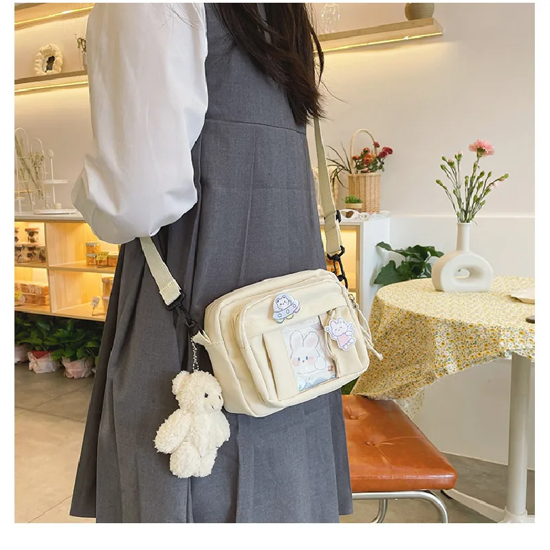 

Women's Crossbody Bag Waterproof Nylon Shoulder Messenger Bags Girl Cute Bear Small Bag