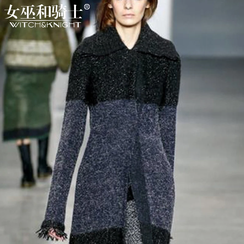 

Wool Color Matching Tweed Coat Long Autumn Winter 2021