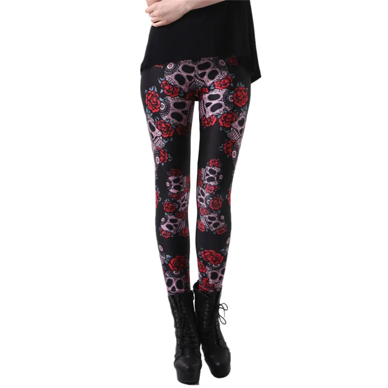 Двойной женский череп Фараон 3d блестящие обтягивающие брюки из спандекса без ног