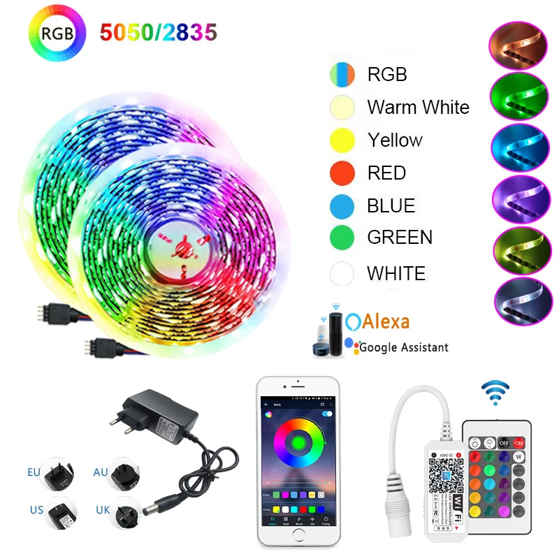 20 м 15 WI FI управления RGB светодиодный светильник 2835 10 5 SMD 5050 rgb s Лента диод с гибкая