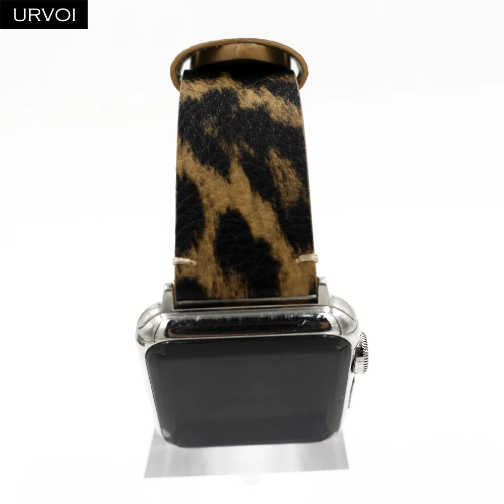 URVOI Band для Apple Watch series 6 5 4 3 2 1 SE PU Кожаный ремешок с леопардовым принтом iWatch