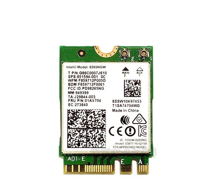 

Intel Dual Band Wireless-AC 8265 8265NGW NGFF 867Mbps WiFi For Bluetooth4.2 802.11ac Card For Lenovo X270 T470 T570 E470 01ax704