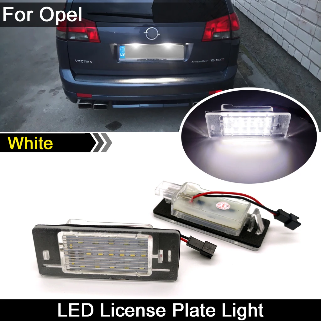 

2Pcs For Opel Vectra C Estate 2002 2003 2004 2005 2006 2007 2008 White LED License Plate Light Number Plate Lamp