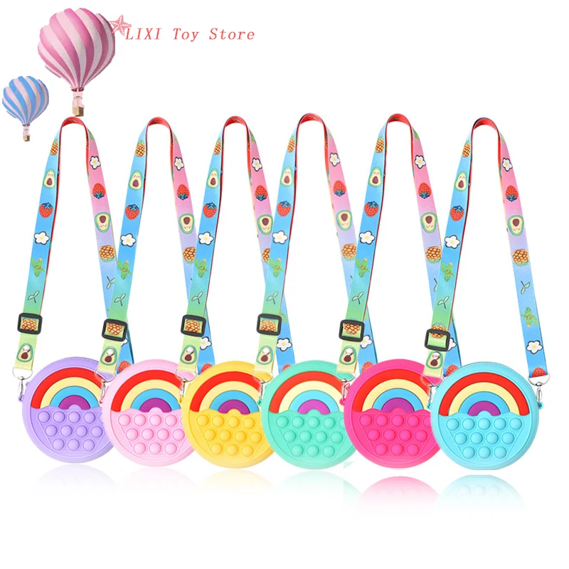 

Модная Радужная круглая популярная пузырьковая Сумка-антистресс через плечо с ремешком, кошелек-карандаш для монет, Детский кошелек