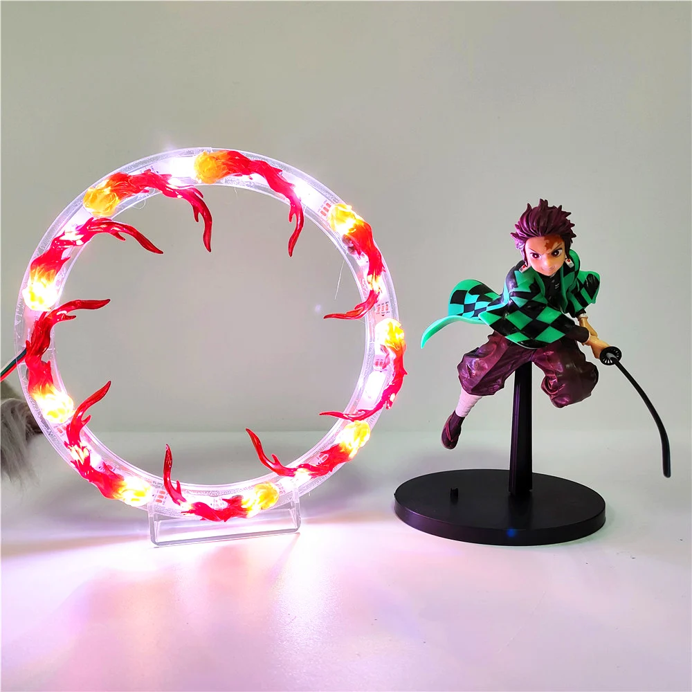 Demon Slayer Anime Tanjirou Fire Water Circle Led Scene PVC Action Figure Toy 200mm Kimetsu no Yaiba Figurine Toys | Игрушки и хобби
