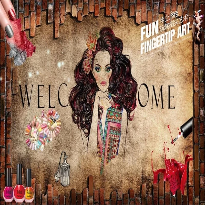 Пользовательский маникюрный магазин индивидуальная Настенная роспись