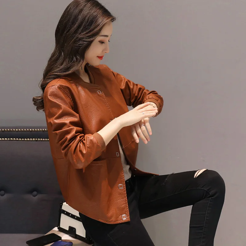 2022 высококачественное пальто из искусственной кожи на весну и осень Короткая