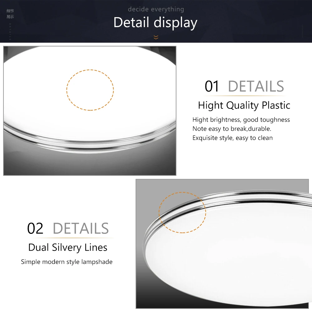 $10.25 LED Ceiling Lights 3 color Adjust Lamp 72W 36W 24W 18W 12W Ceiling chandelier Light Surface Mounted 220V Modern Panel Home Light