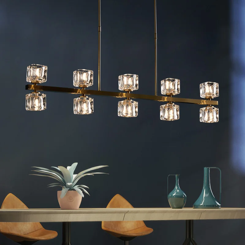 Современная роскошная хрустальная Золотая прямоугольная люстра светильник для