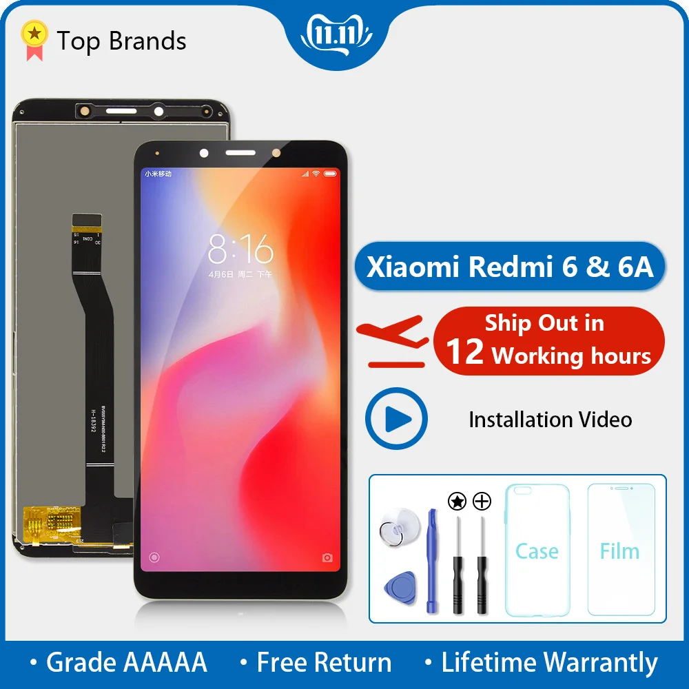 ЖК дисплей для Xiaomi Red 6A экран Redmi сенсорный дигитайзер в сборе с рамкой Pantalla mi