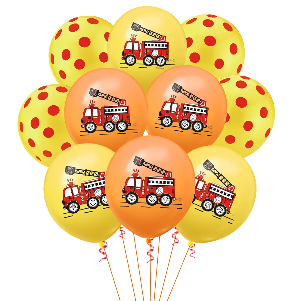 

Fireman Theme Set Happy Birthday Party Supplies Fireman Latex Balloons Flags Banner Baby Shower Kids Boys Favor Decorations