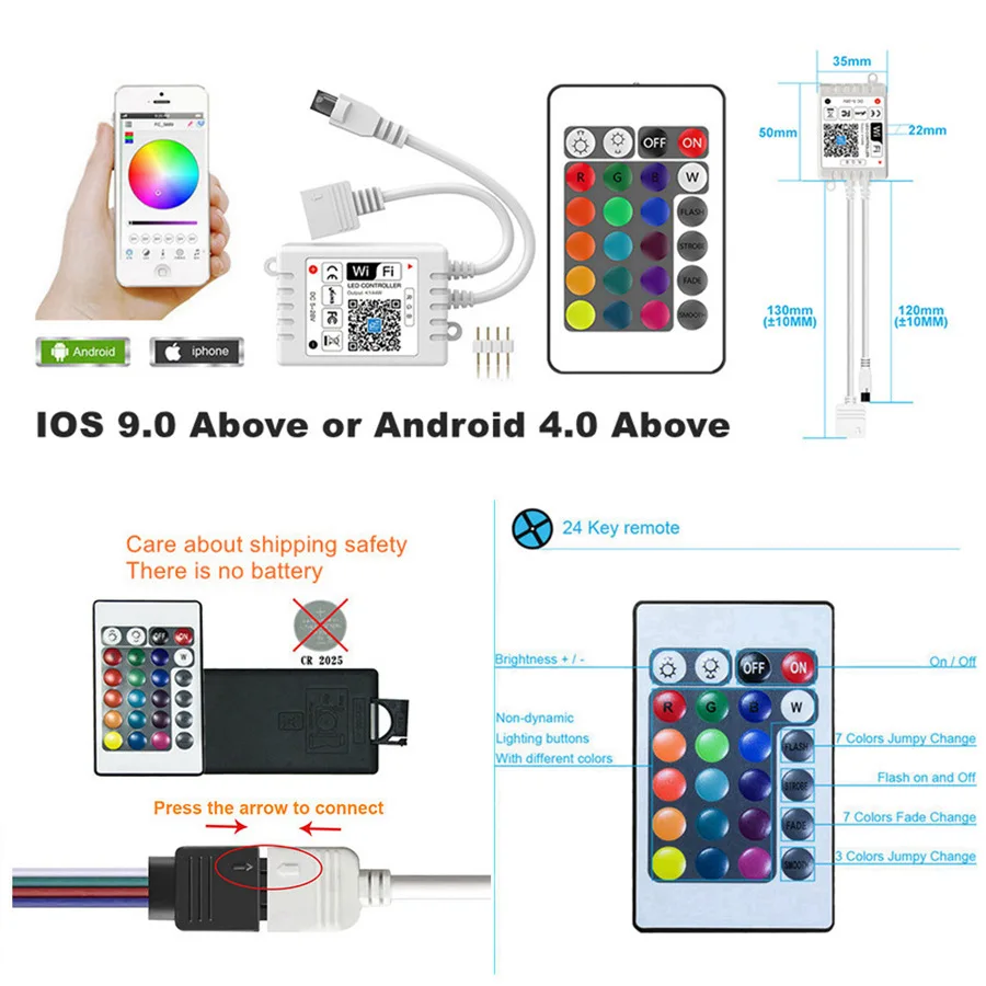 Светодиодные ленты Wi Fi Countrol 12v RGB лента 5 м 10 15 SMD5050 2835 полосы светильник работает с