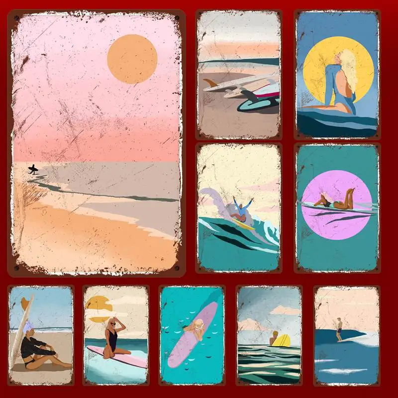 

Surfer man Surfer ocean wave Metal Signs Vintage Tin Sign Wall Decor