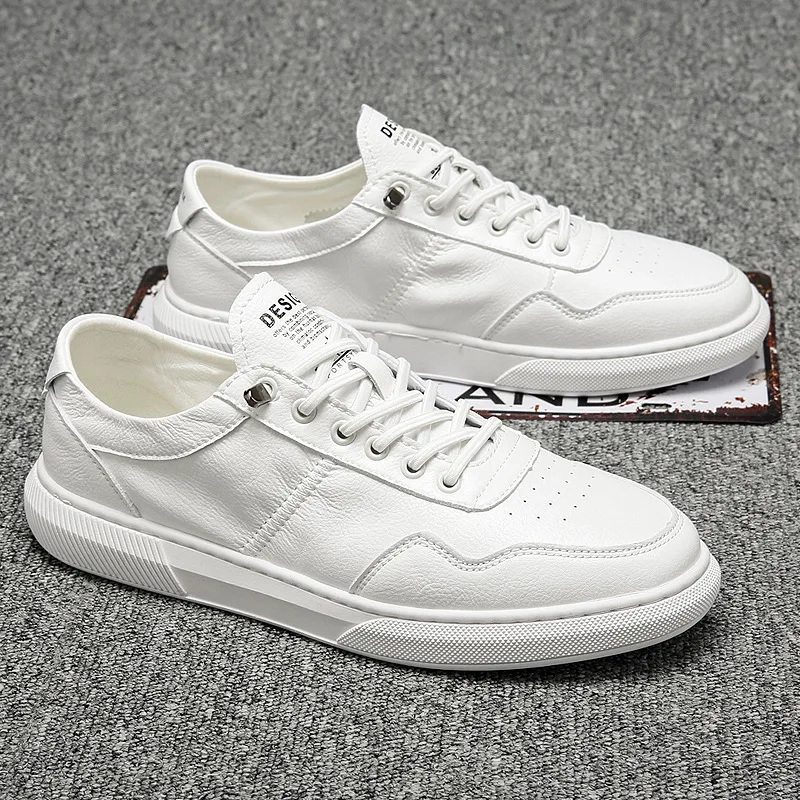 

2020 new pure leather white shoes men's spring casual shoes Korean version of all-match board shoes men's shoes white shoes
