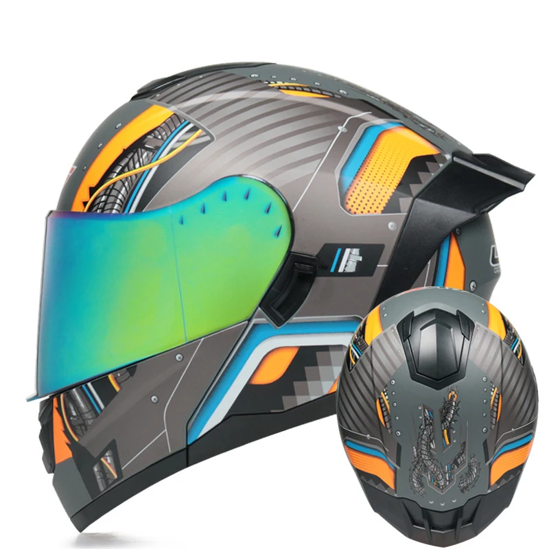 

Мотоциклетный шлем с откидной крышкой на все лицо, мотоциклетный эндуро, гоночный трекер, гоночный модульный мотоциклетный шлем, защитный ш...