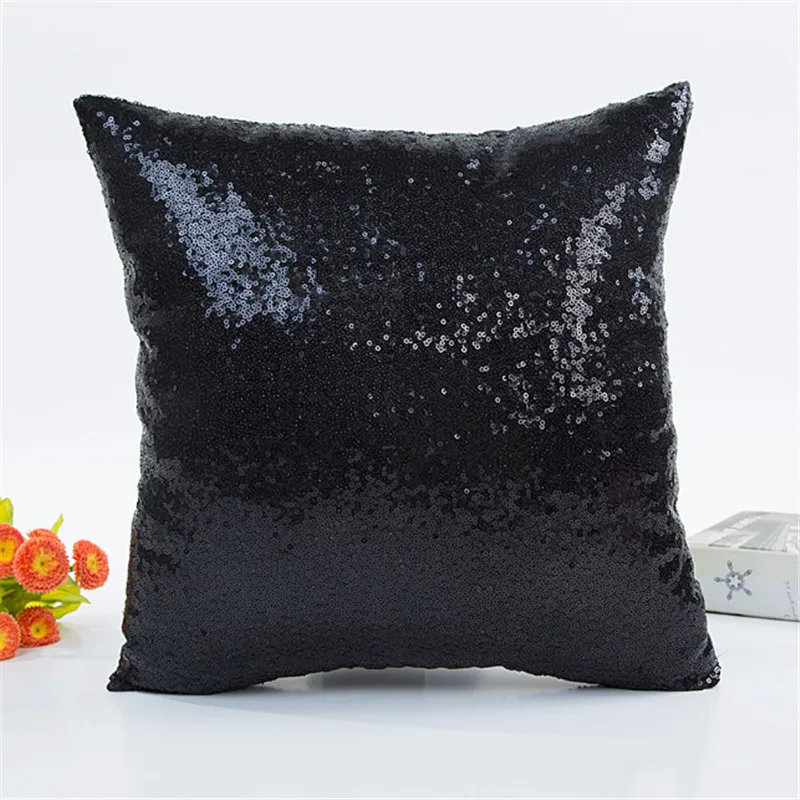Black 40*40 см блестки пайетки однотонный Атлас серебро подушка для дивана кровати домашний Декор автомобиля хлопковая подушка для дивана чехол - Цвет: Black