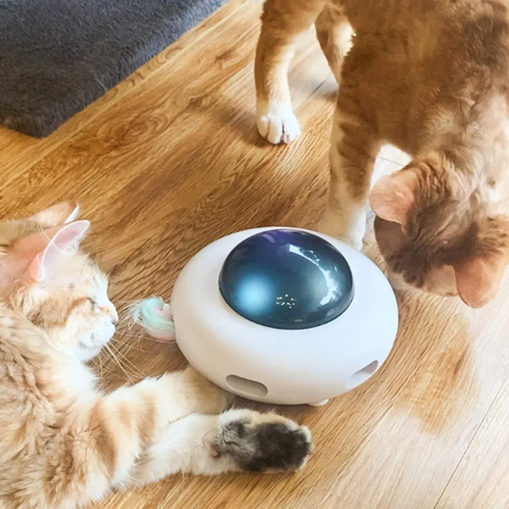 

Automatic Feather Teaser Cat Toys UFO Feather Stick Spinning Pet Turntable Catching Training Electronic Components