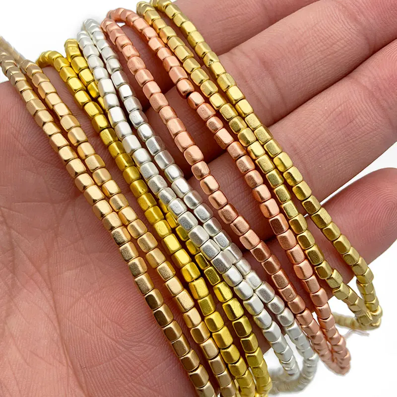 JHNBY матовые розовые золотые Серебристые 3 мм Пентагон гематит Природный камень