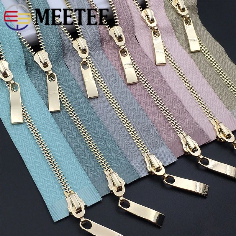 1 шт. Meetee 80/100/120 см автоматический металлический замок молния золотой двойной слайдер застежки-молнии для куртки пальто DIY сумка Аксессуары для шитья одежды