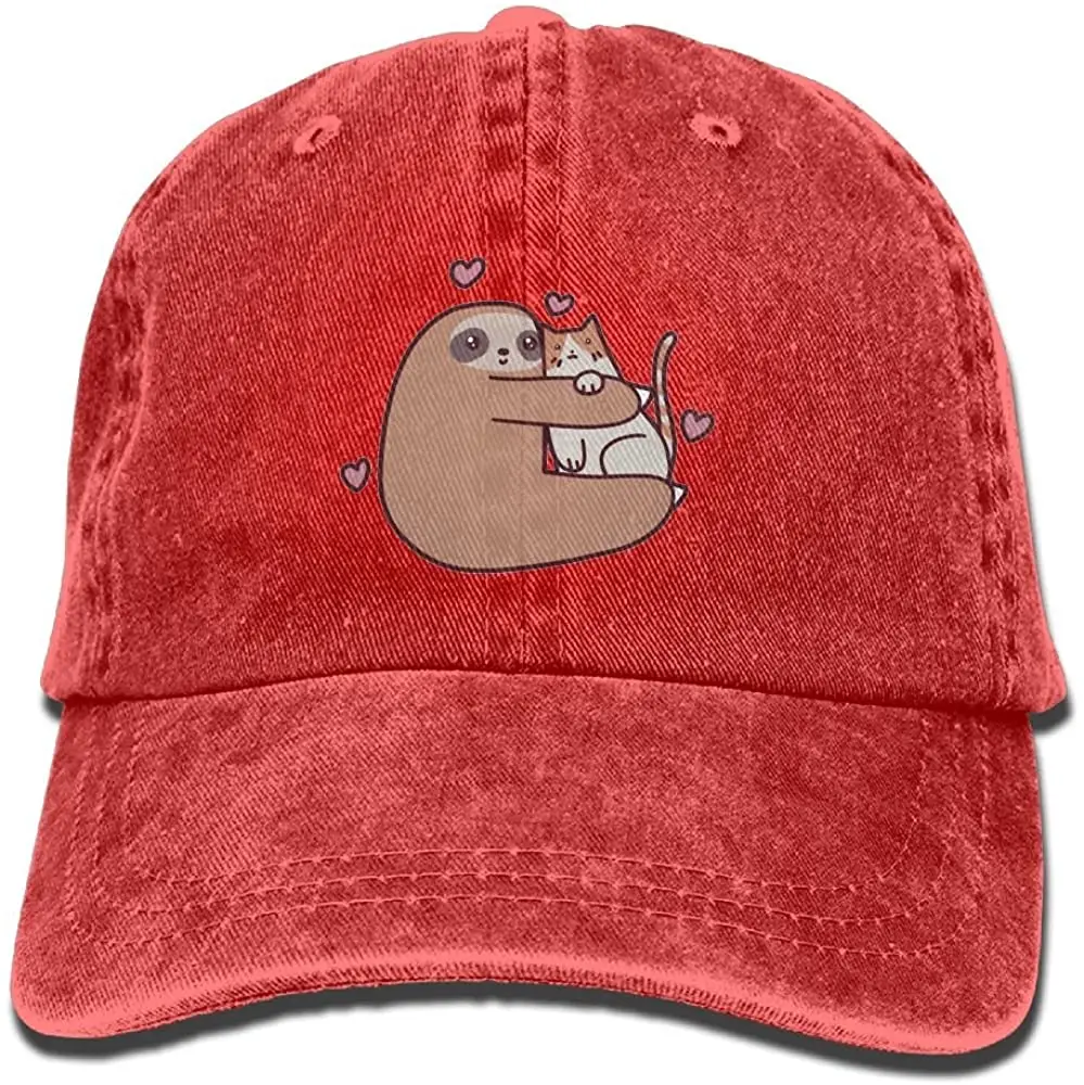 

Sloth Love Cat Denim Hat Baseball Caps Adjustable Plain Cap
