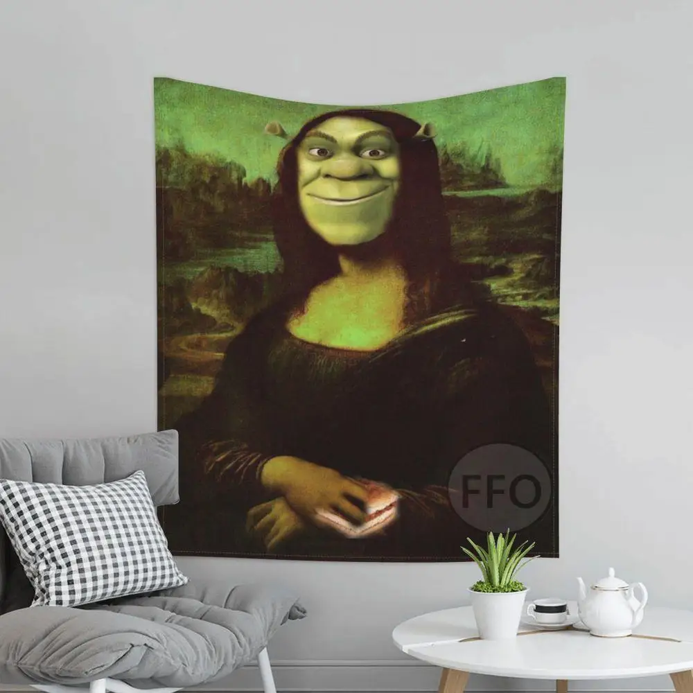 Гобелен Монстр шрек настенный гобелен Мона Лиза художественный в эстетике