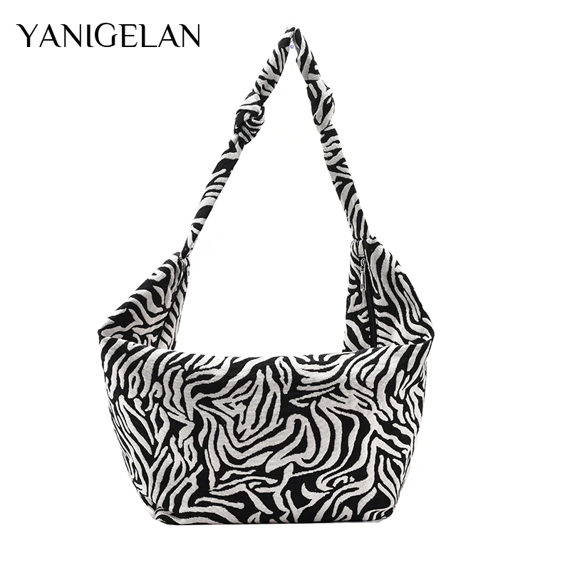 

Fashion Zebra Pattern Large Capacity Tote Bag Women Nylon Handbags Leopard Pattern Shoulder Pack Ladies travel shopping Pack Sac