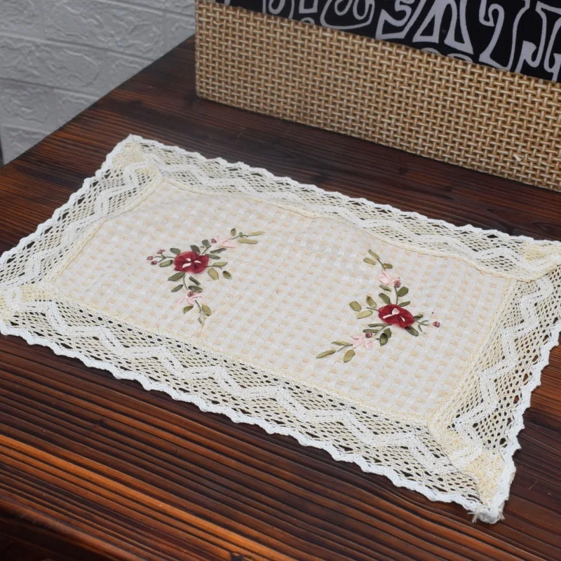 

HOT Lace cotton placemat cup coaster tea mug Christmas kitchen New year table place mat cloth Crochet doilies dining coffee pad