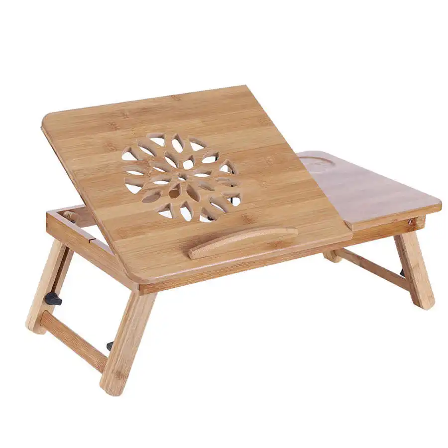 

50x30mm Portable Folding Bamboo Bed Lap Desk Adjustable Laptop Bed Table Stand Adjustable Laptop Notebook Table Stand Tray