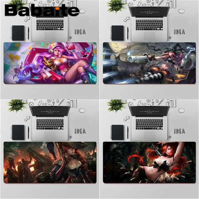 Высококачественный Прочный резиновый коврик для мыши Babaite LOL Miss Fortune бесплатная