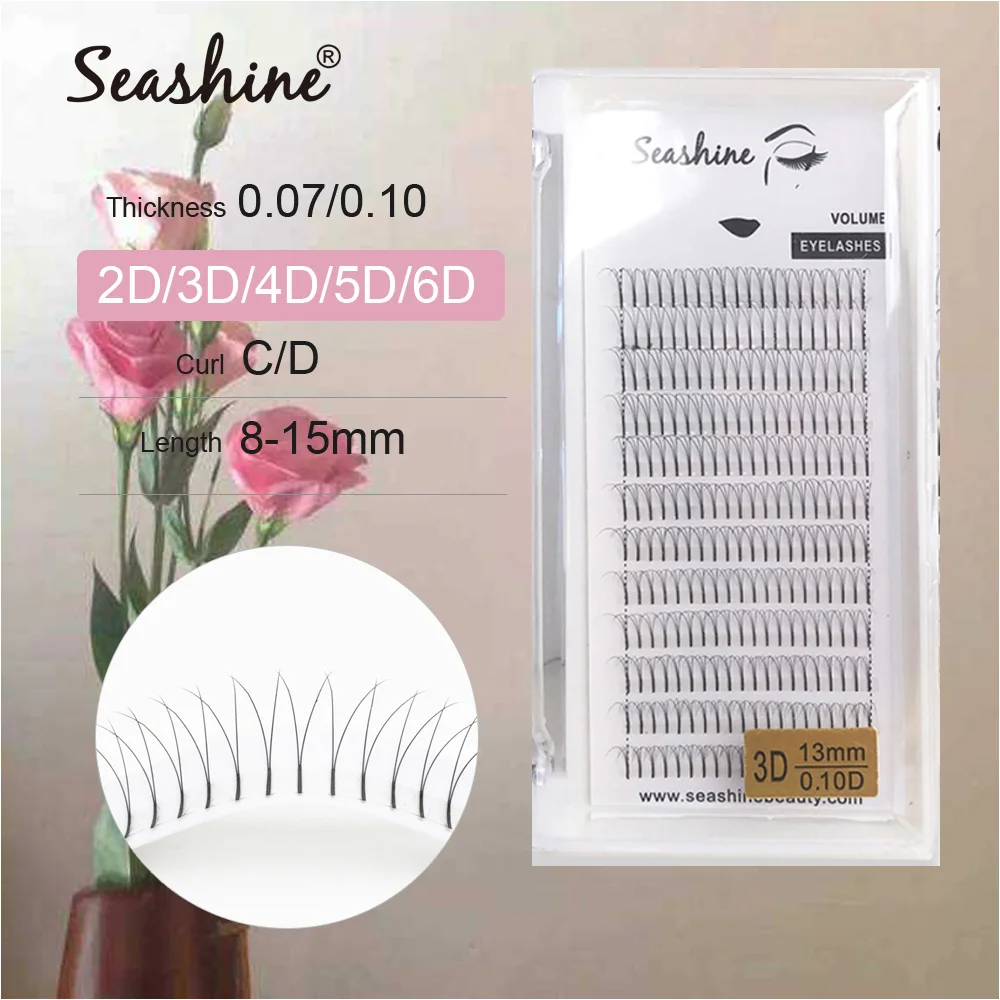 

2D -6D Premade Fans Seashine Volume Lashes Long Stem Russia Volume Lashes Extension Mink Eyelashes False Eyelashes Premade Fans