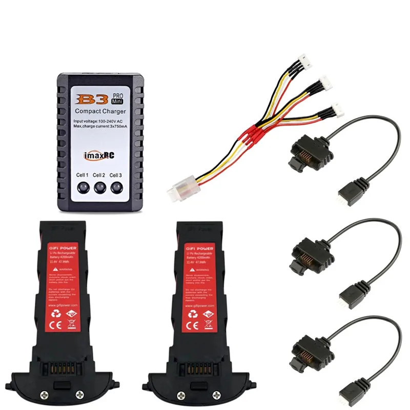 

Upgrade 11.4v 4200mAh Battery Charger Sets for Hubsan H117S Zino GPS RC FPV Racing Camera Drones Quadcopter Parts 11.4V Battery