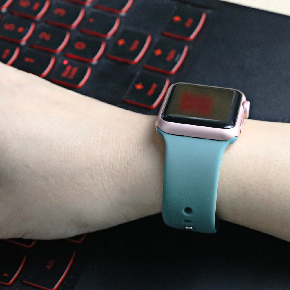 Спортивный мягкий силиконовый ремешок для Apple Watch, ремешок 44 мм, 40 мм, серия 5, 4, браслет для часов iWatch, ремешок 38 мм, 42 мм, 3, 2, 1, аксессуары