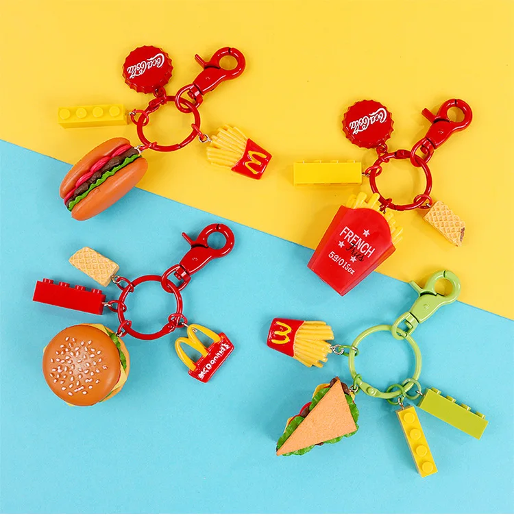 Имитация торт и крем бургер сэндвич ключ RingProtective чехол кулон ключей брелок для