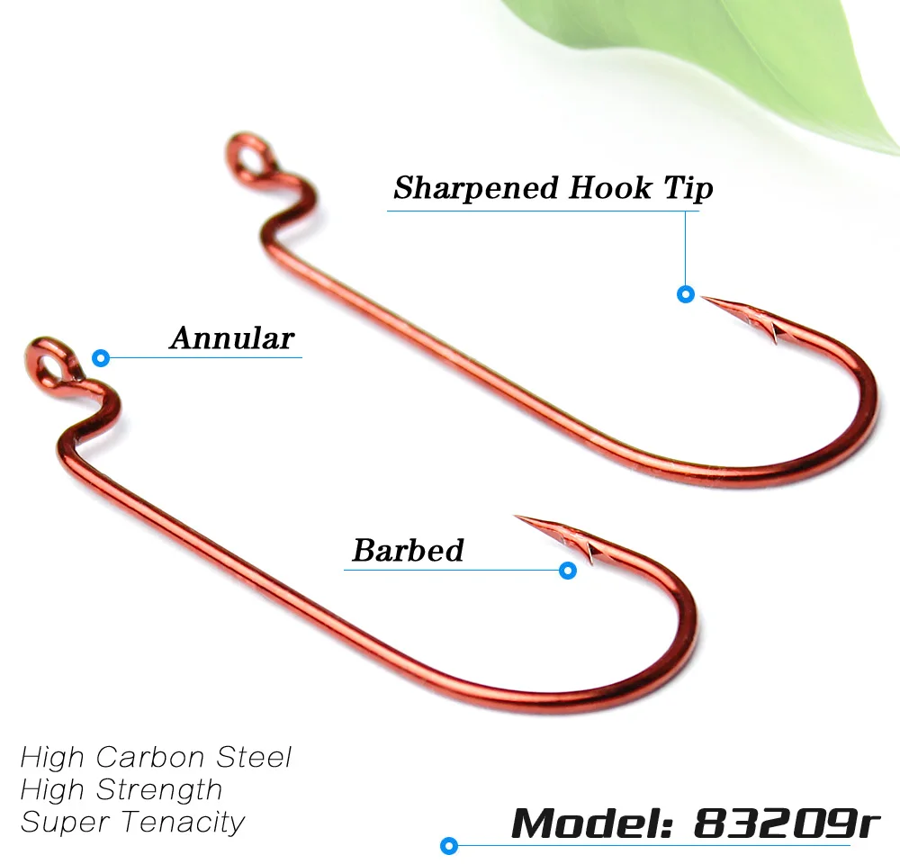 

Lots 50pcs Fishing Hook Worm Hook Red HC-72A High-carbon steel Fishhook Bass 83209 6#-5/0# Barbed Sharpened Hook