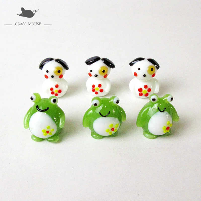 

Decorative Figurines Miniature glass Dog and frog ornament japan Style Home garden decor handmade glass Cartoon Animals statues